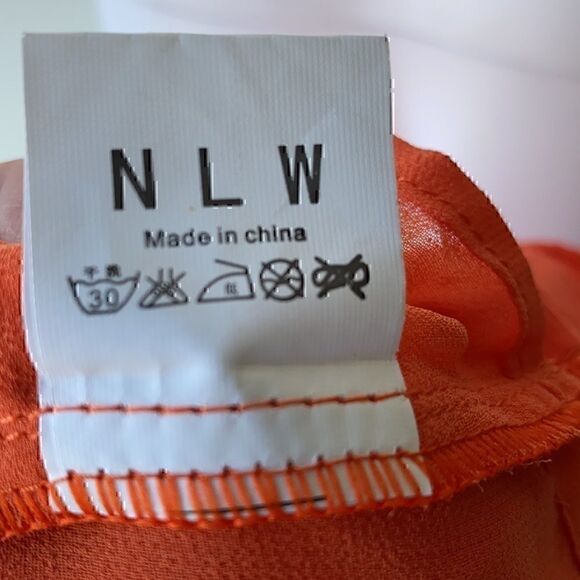 NWT NLW Orange Satin Deep Plunge Wrap Dress Medium - Picture 6 of 9